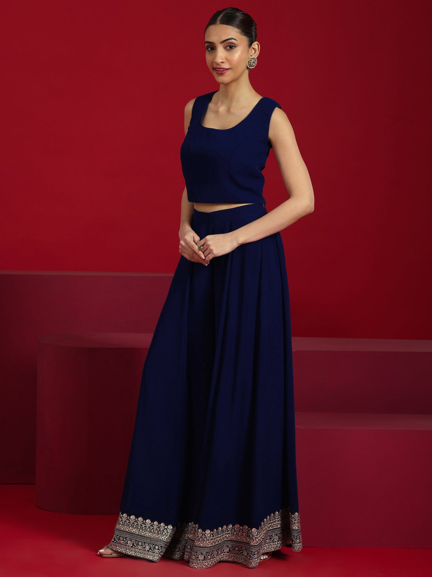 Libas Art Blue Embellished Georgette Co-Ord Sets