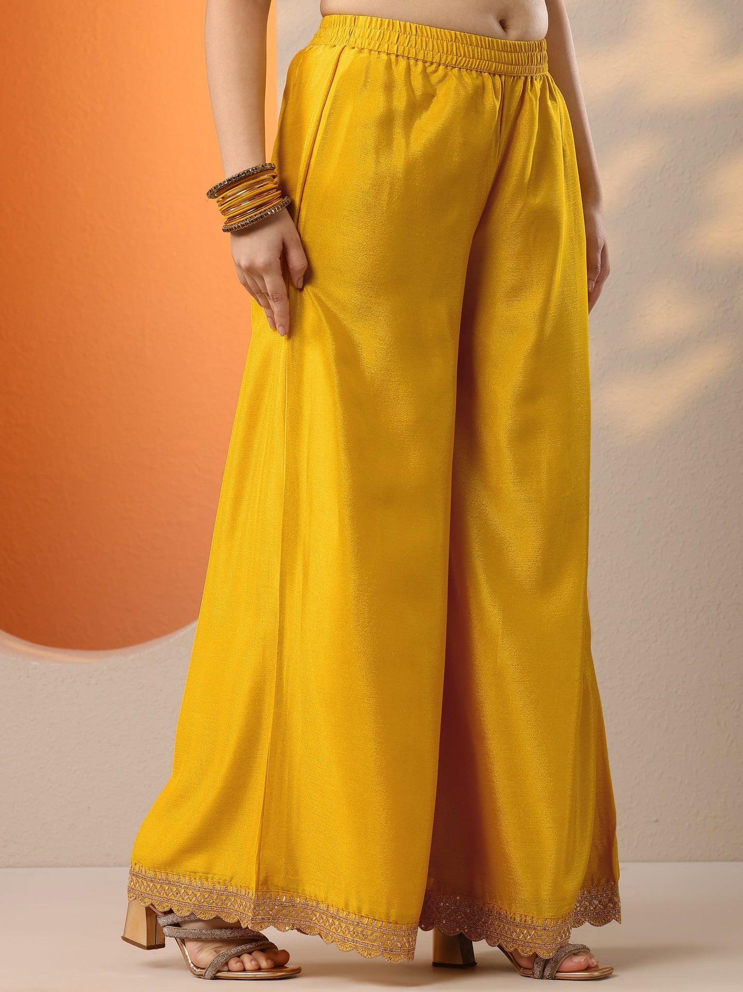 Yellow Embroidered Chinon Straight Suit Set With Dupatta