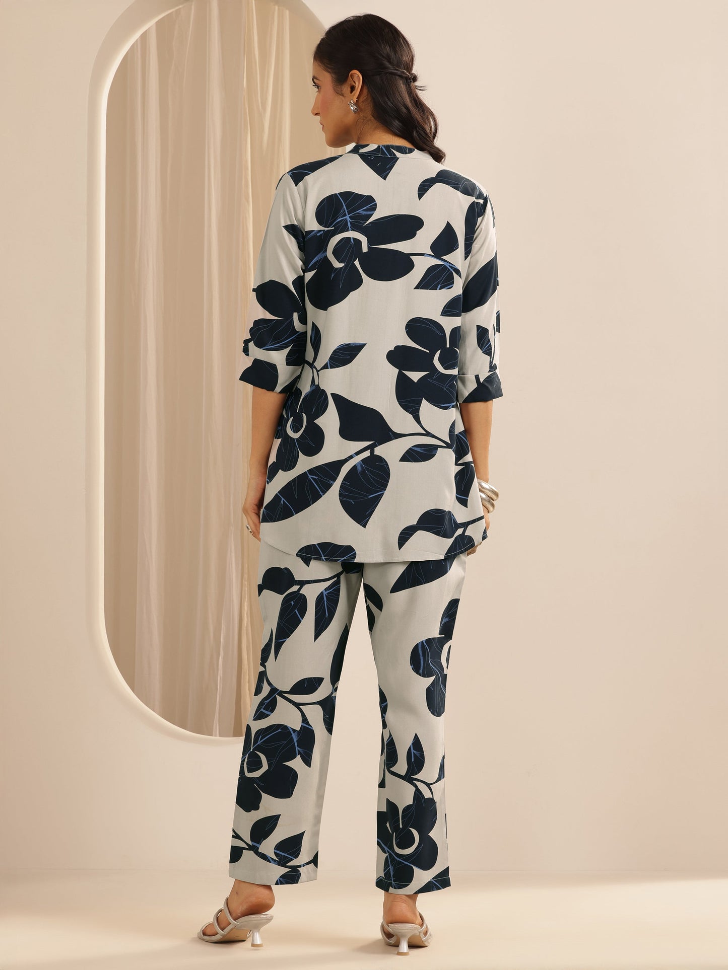 Beige Printed Rayon Co-Ord Sets