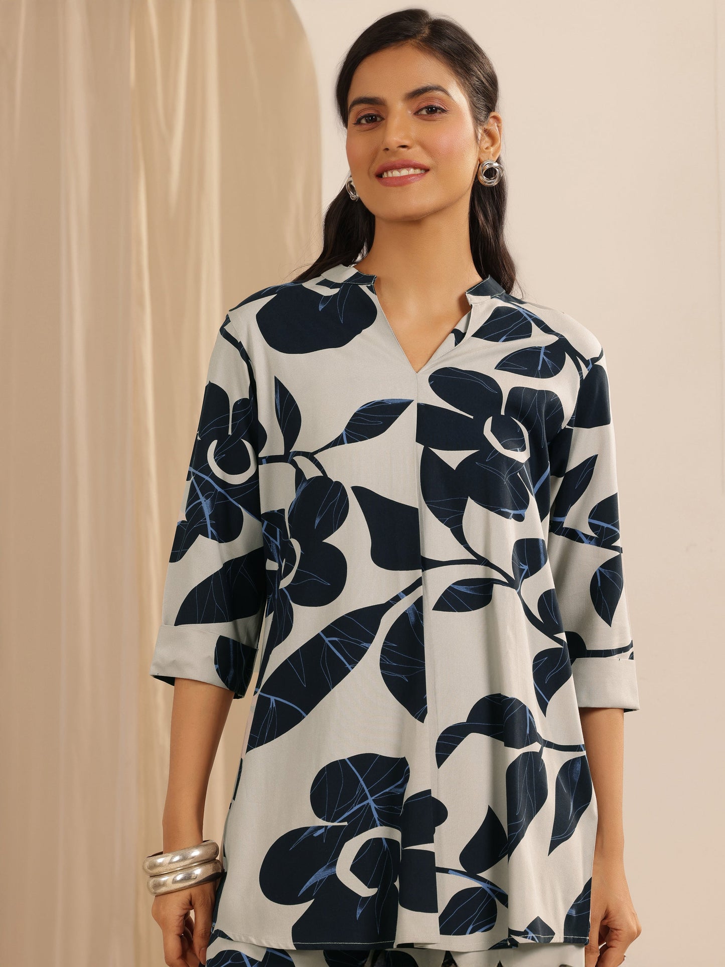 Beige Printed Rayon Co-Ord Sets