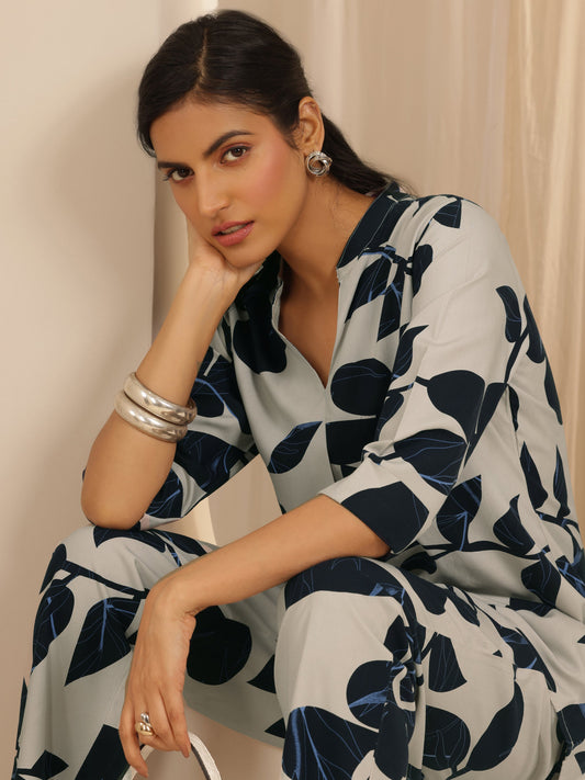 Beige Printed Rayon Co-Ord Sets