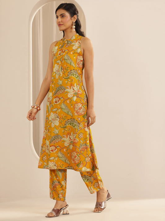Mustard Printed Rayon Co-Ord Sets