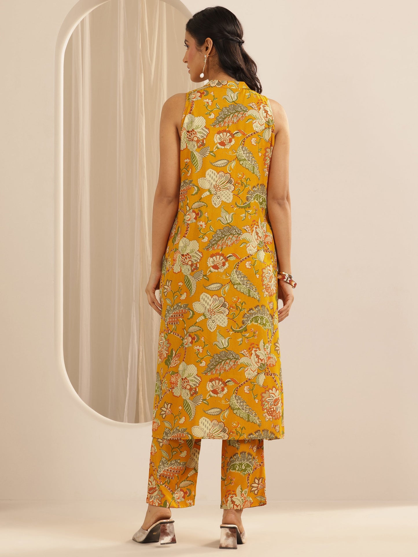 Mustard Printed Rayon Co-Ord Sets