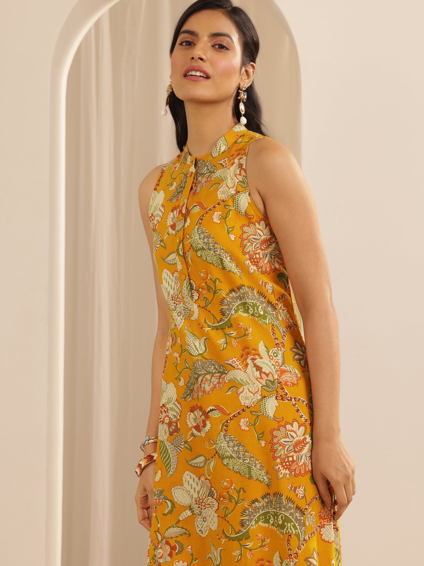 Mustard Printed Rayon Co-Ord Sets