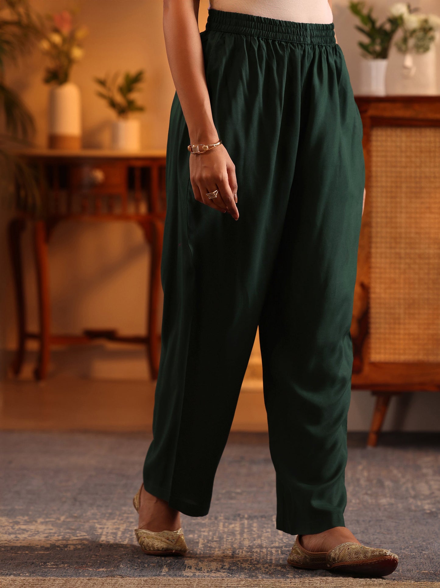 Libas Art Green Woven Design Silk Blend Anarkali Suit Set With Dupatta