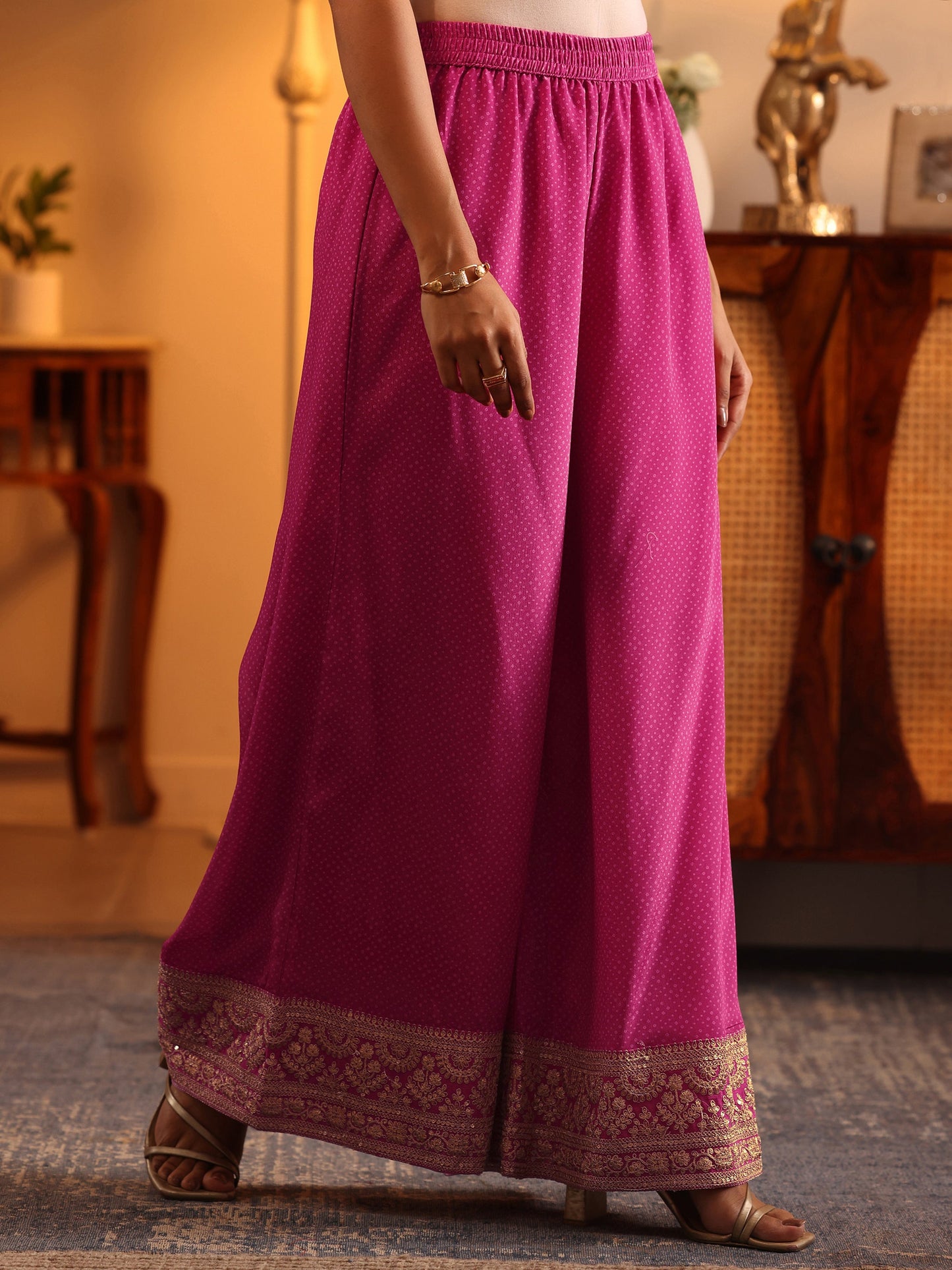 Libas Art Pink Embroidered Chinon Straight Suit Set With Dupatta