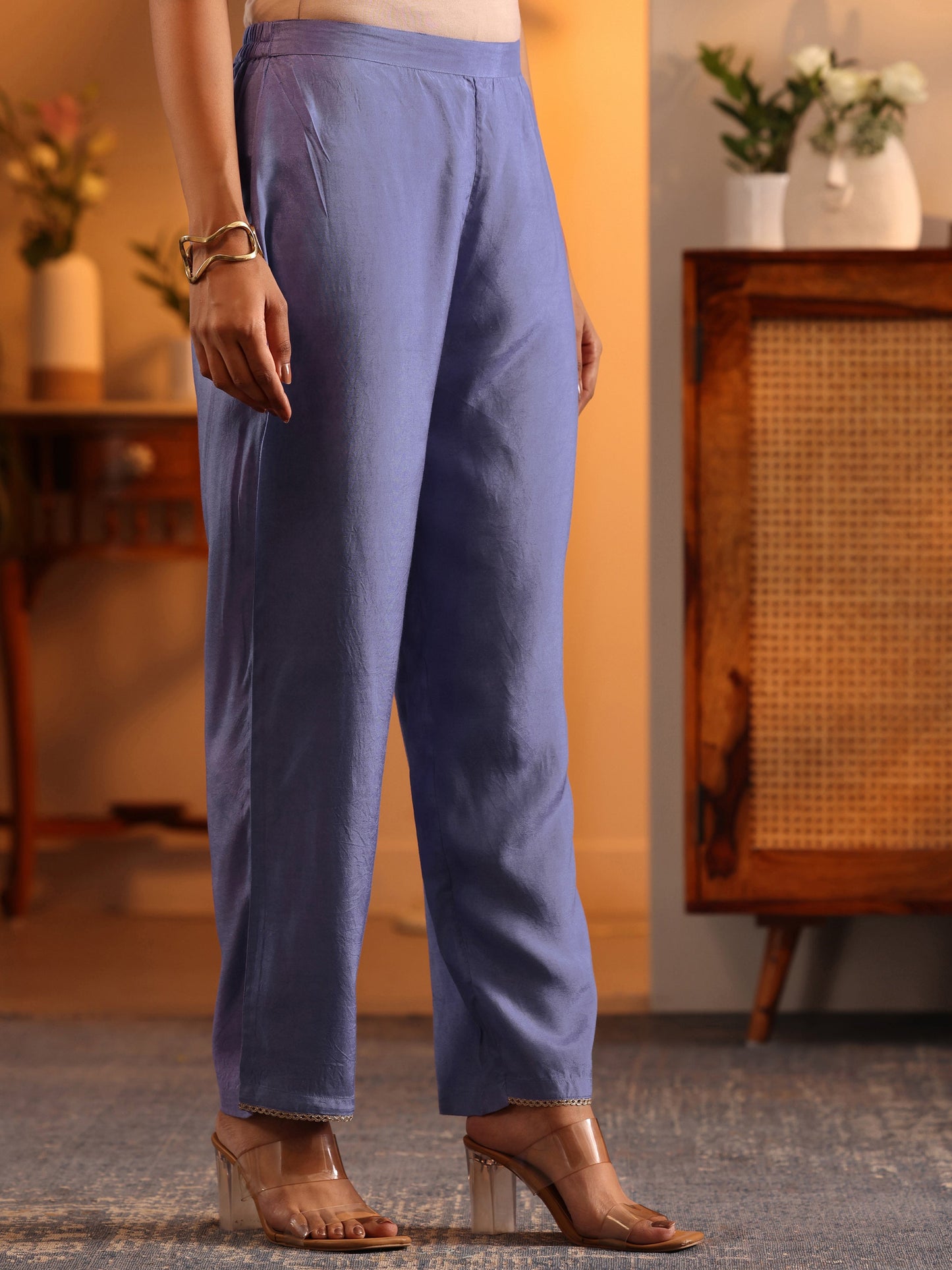 Libas Art Lavender Embellished Crepe Straight Suit Set With Dupatta