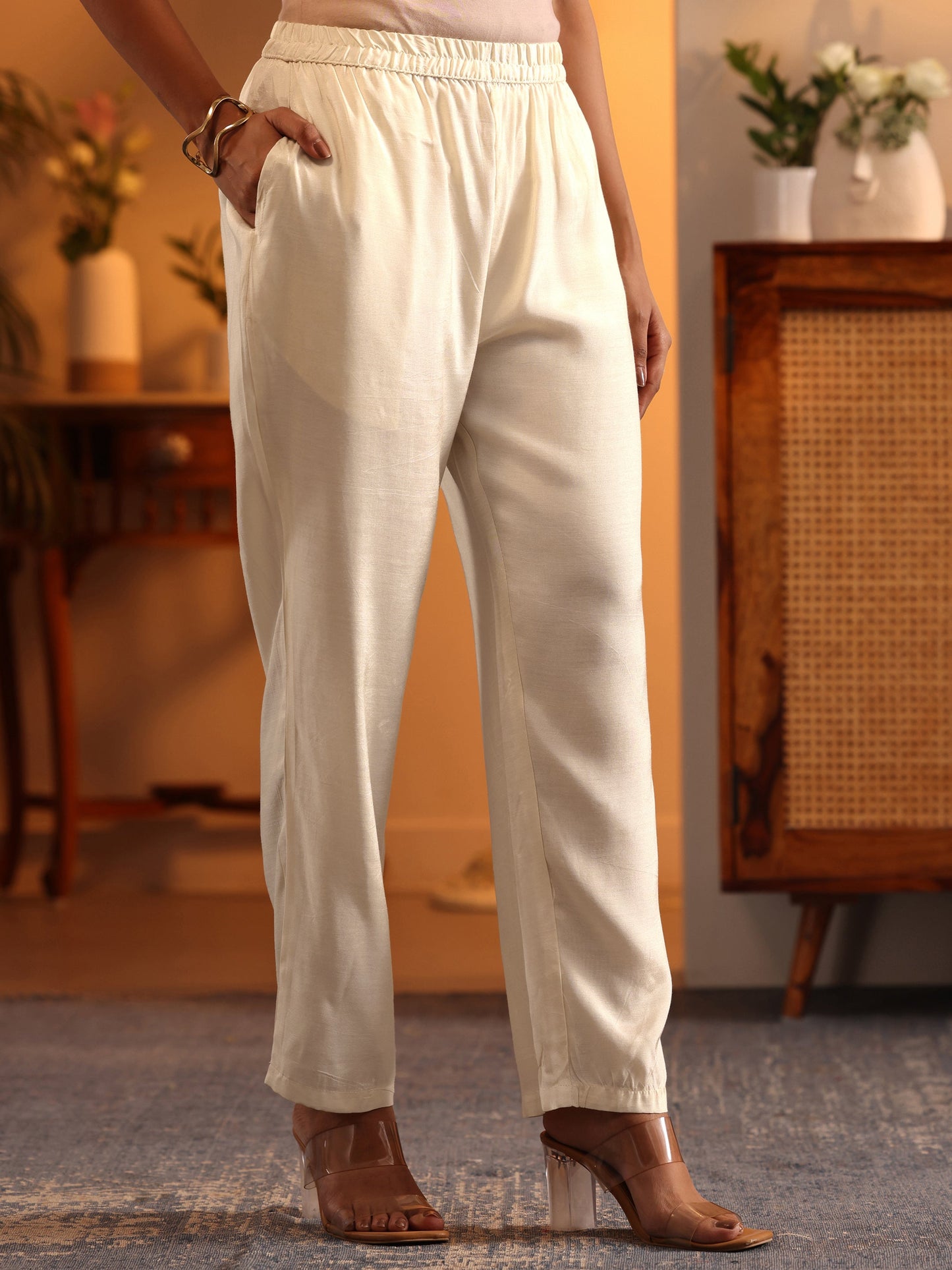 Libas Art Off White Printed Muslin A-Line Suit Set With Dupatta