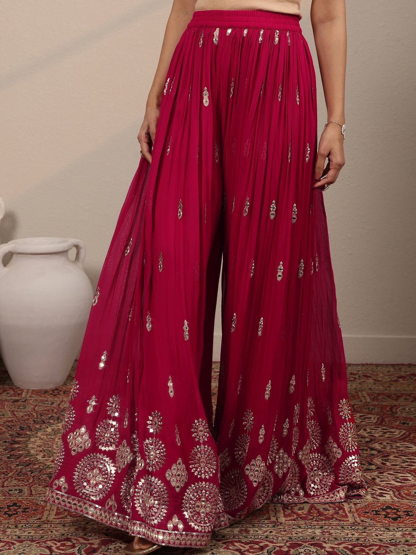 Libas Art Pink Printed Georgette Straight Suit Set With Dupatta