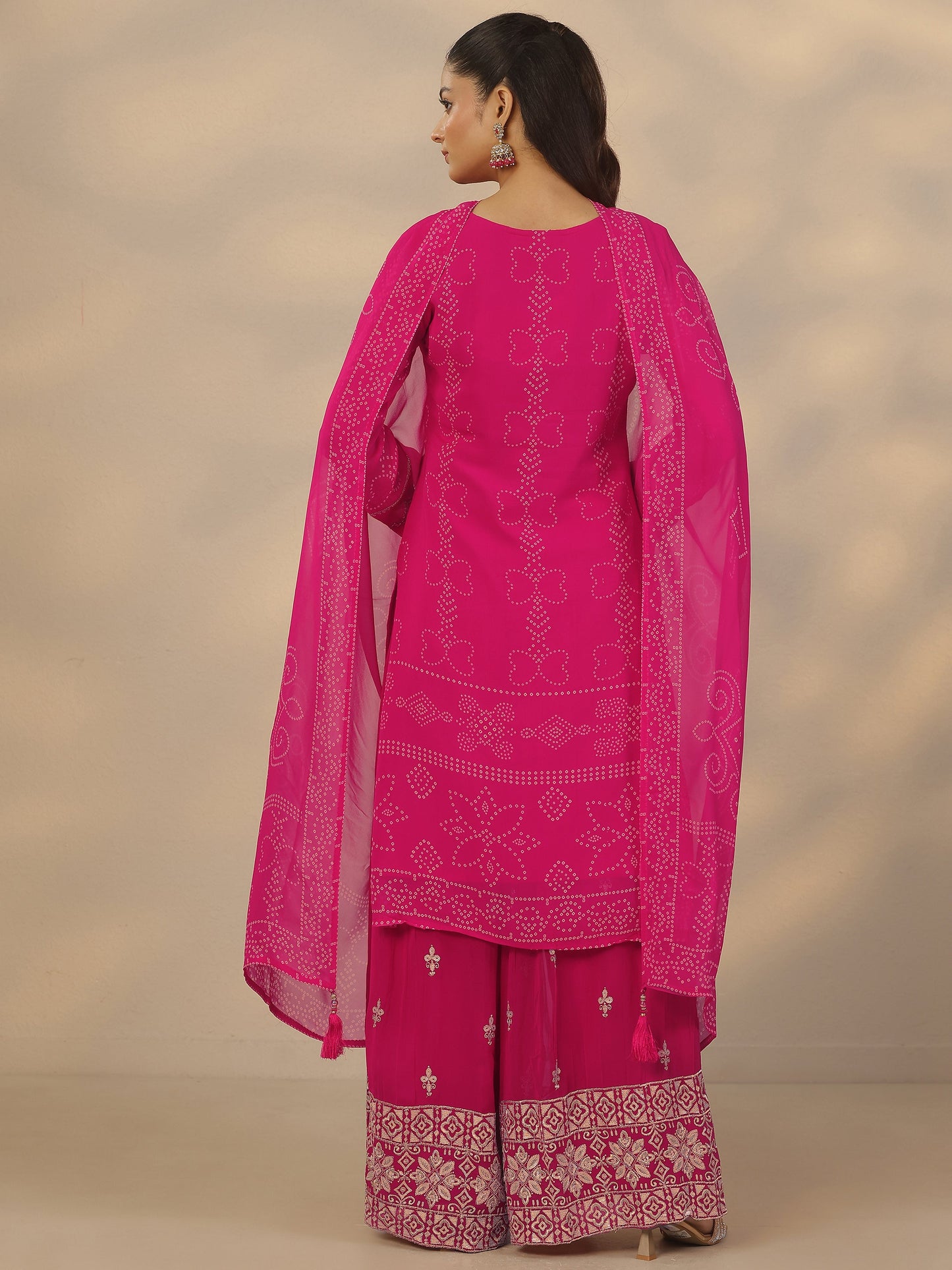 Gulrez Libas Art Pink Printed Georgette Straight Suit Set With Dupatta