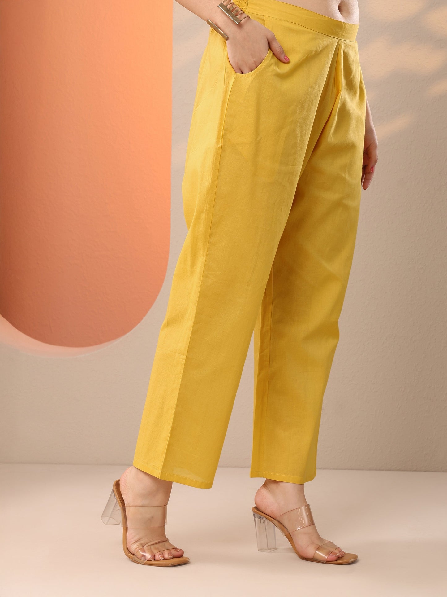 Yellow Embroidered Silk Blend Straight Suit Set With Dupatta