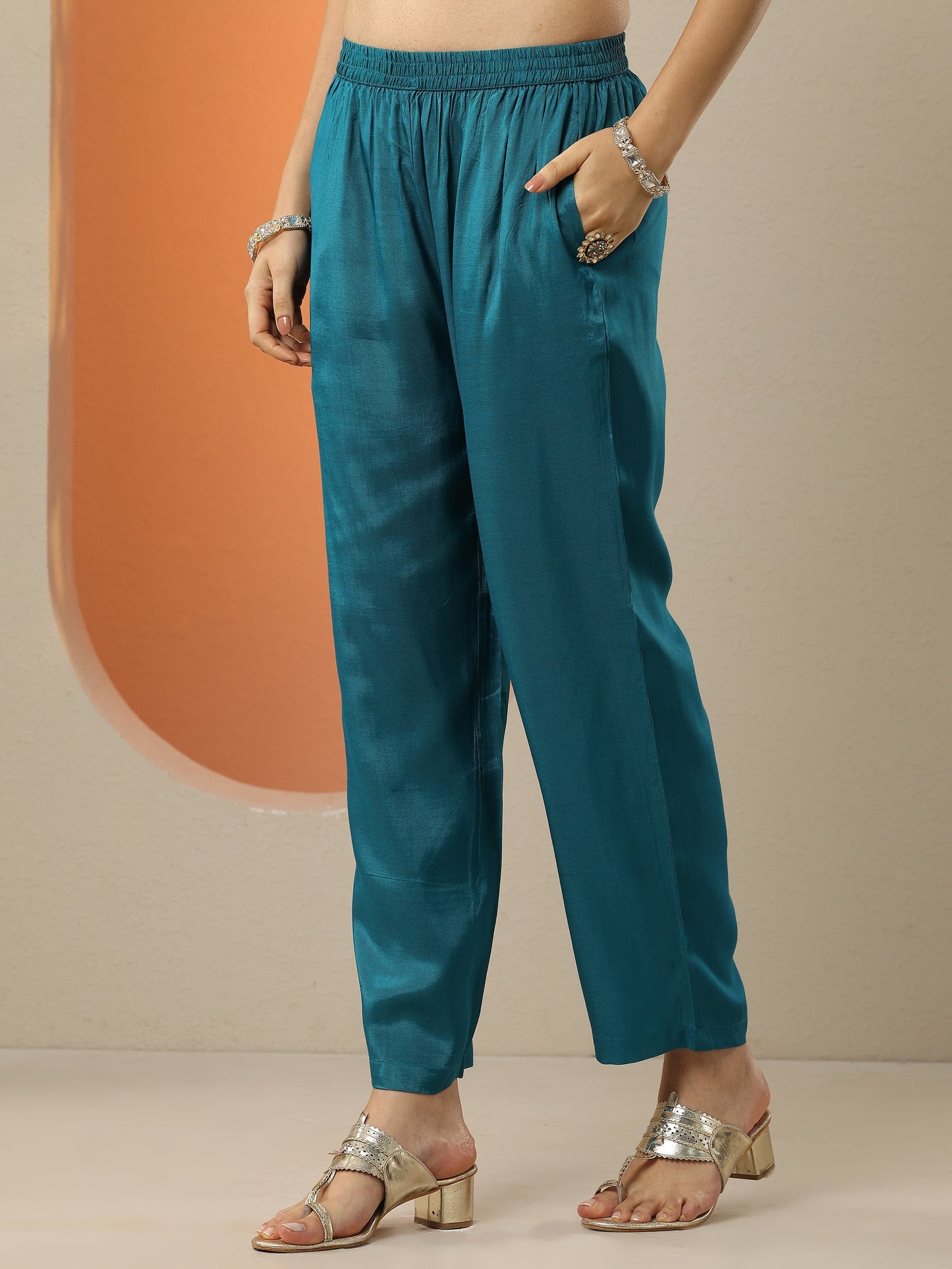 Blue Printed Chinon  Straight Suit Set With Dupatta