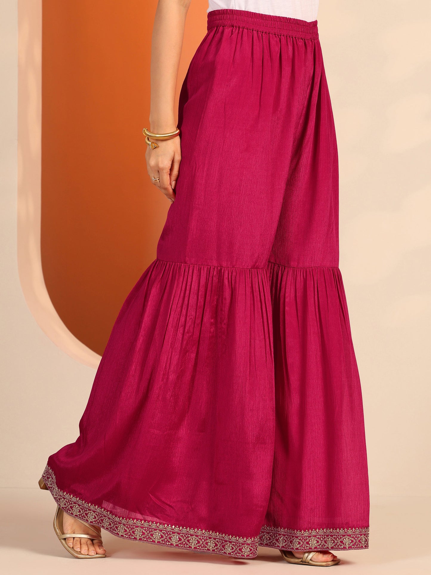 Pink Embroidered Chinon Straight Suit Set With Dupatta