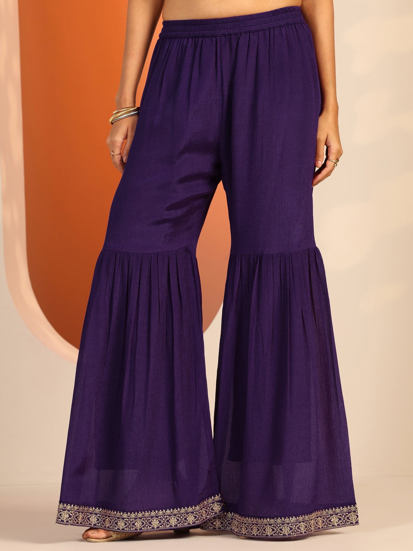 Purple Embroidered Chinon Straight Suit Set With Dupatta