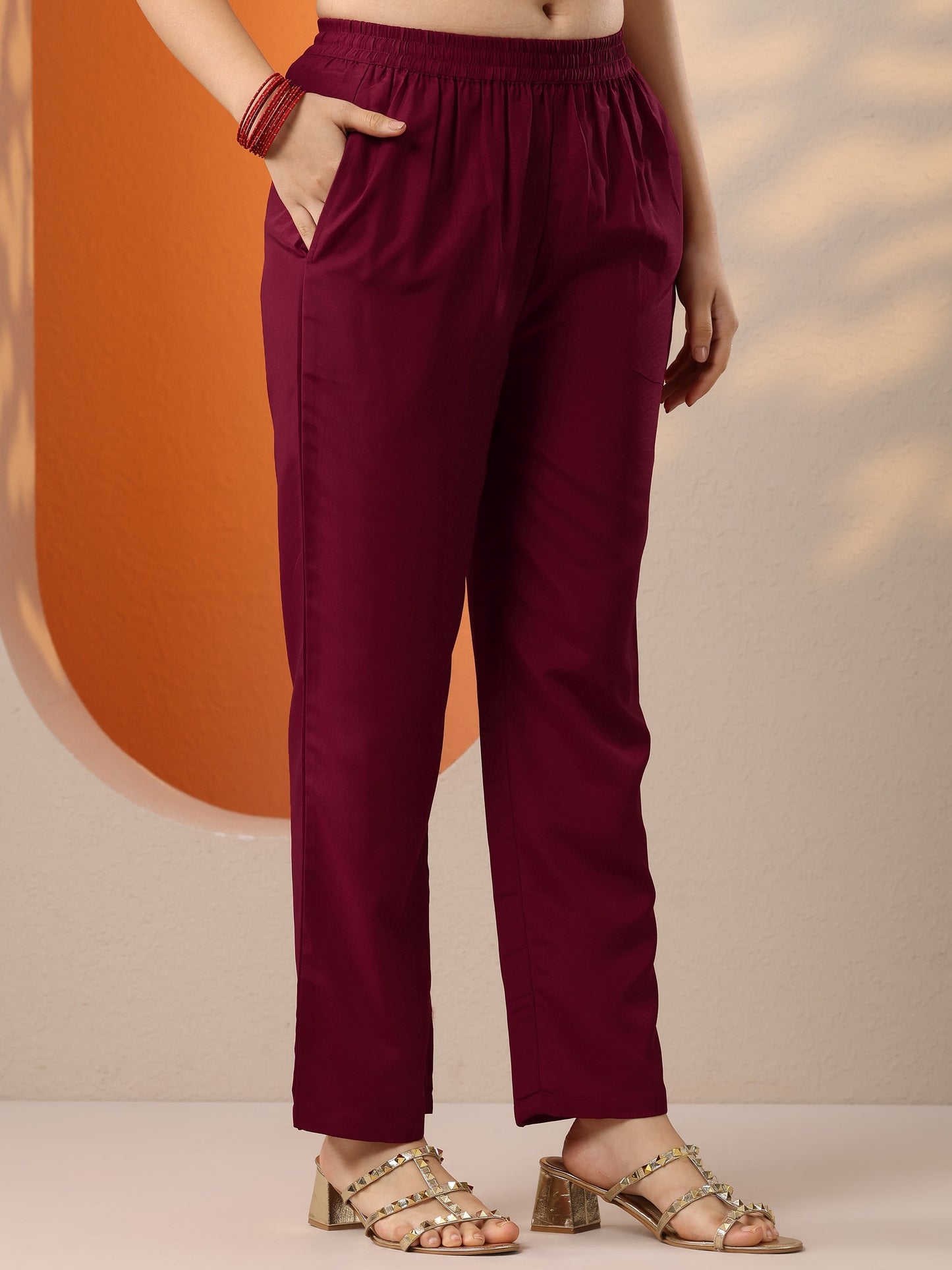 Maroon Embroidered Silk Blend Anarkali Suit Set With Dupatta