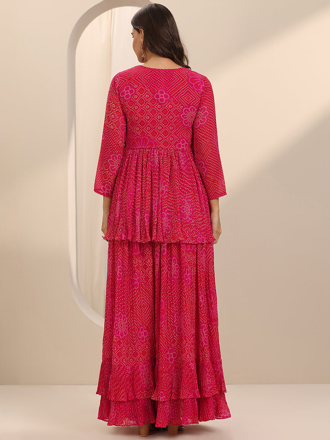 Red Printed Silk Blend Co-Ord Sets