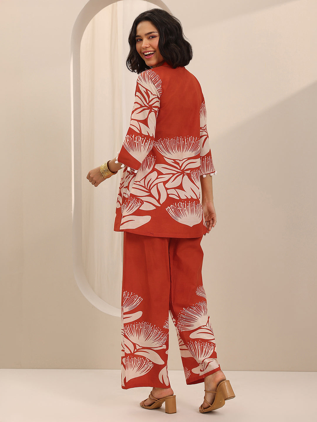 Orange Printed Cotton Co-Ord Sets