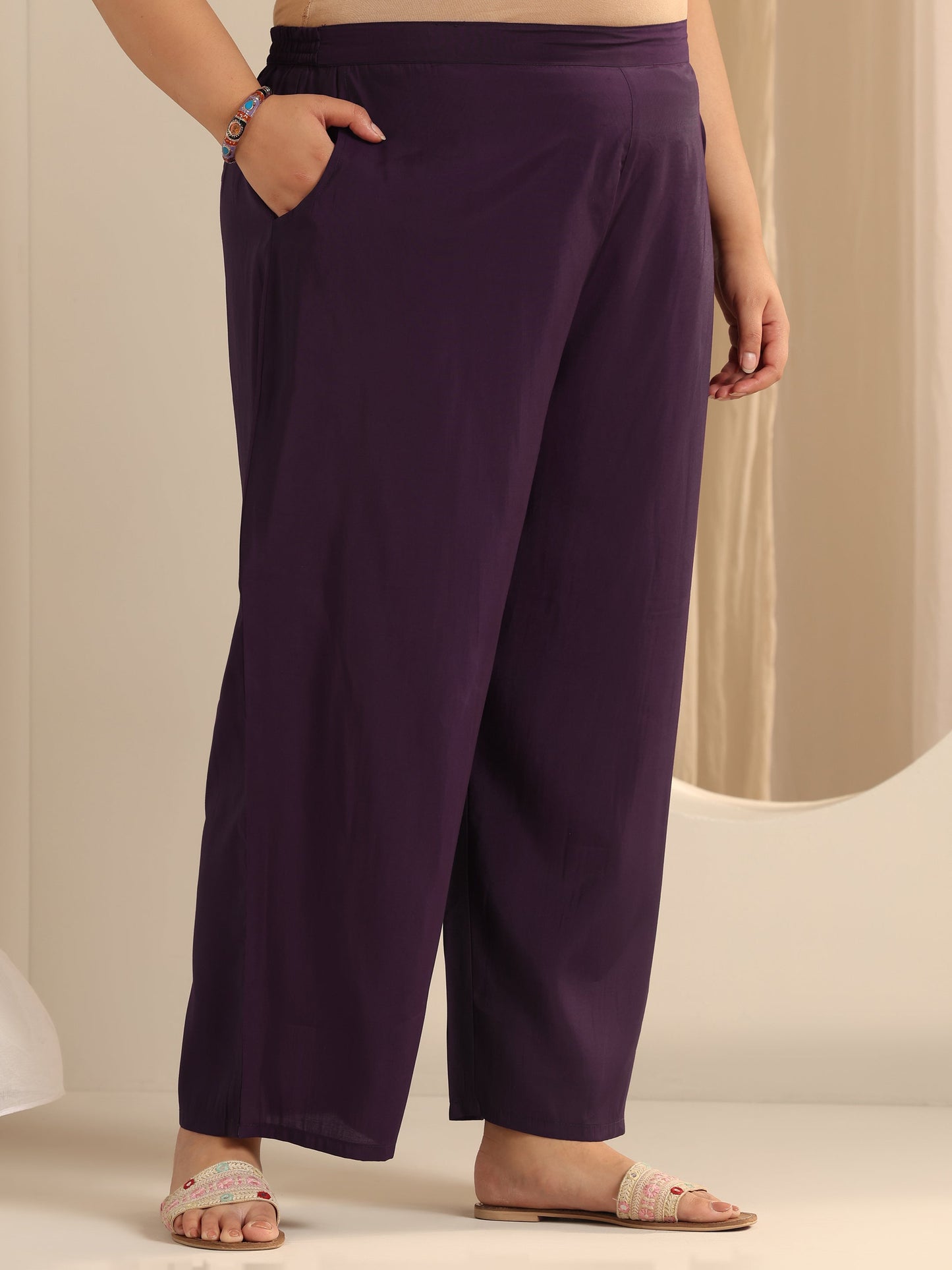 Plus Size Burgundy Yoke Design Silk blend Straight Suit Set With Dupatta