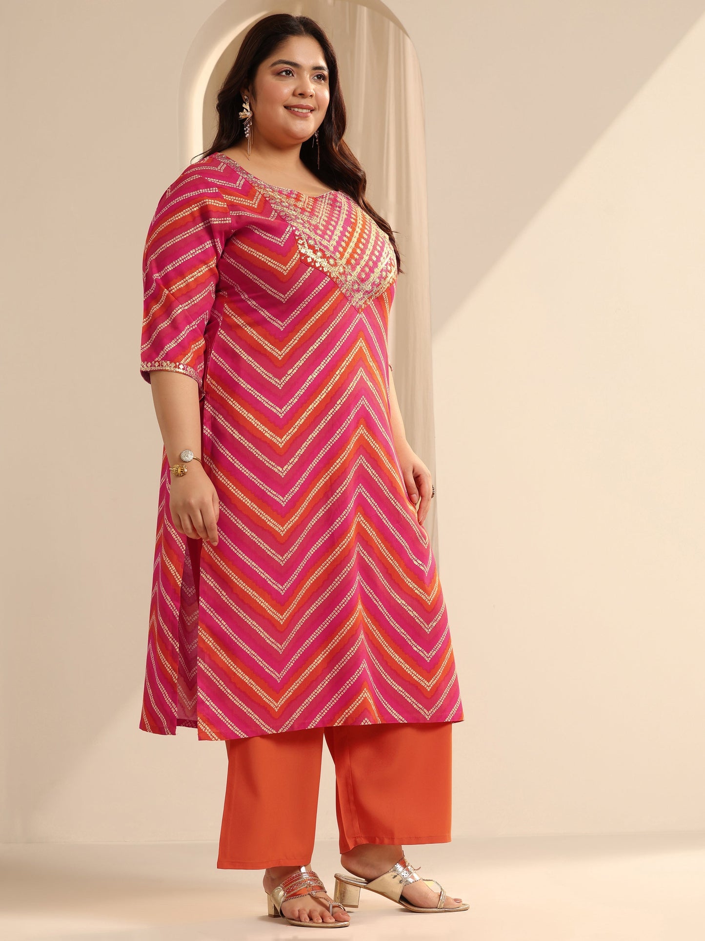 Coral Printed Viscose Straight Suit Set With Dupatta