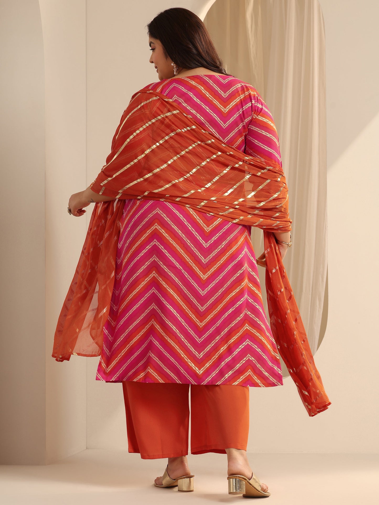 Coral Printed Viscose Straight Suit Set With Dupatta