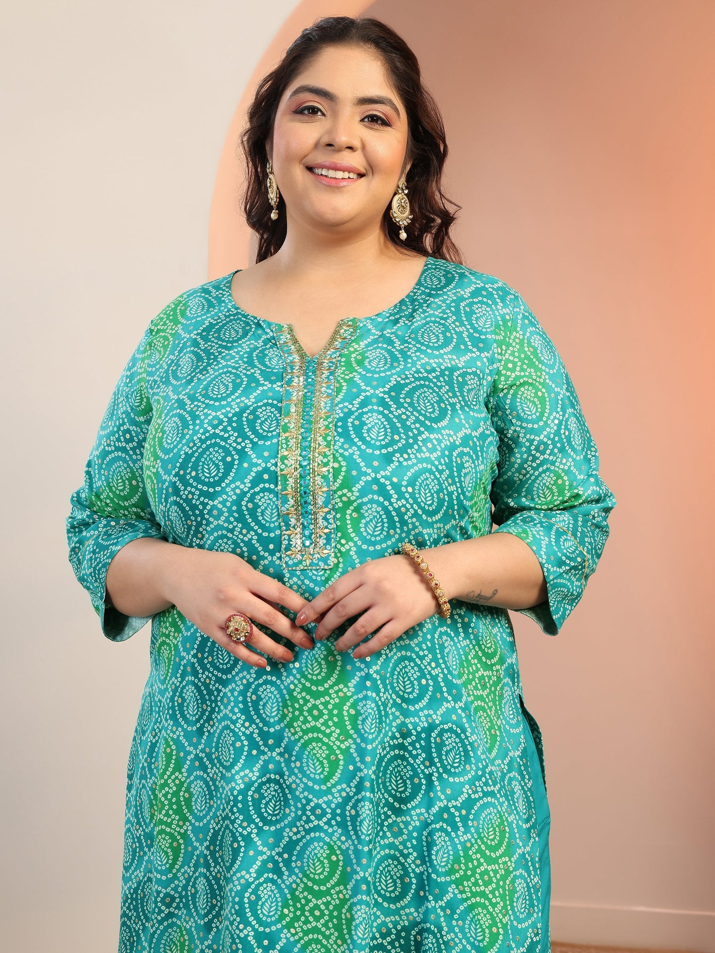Plus Size Blue Printed Viscose Straight Suit Set With Dupatta