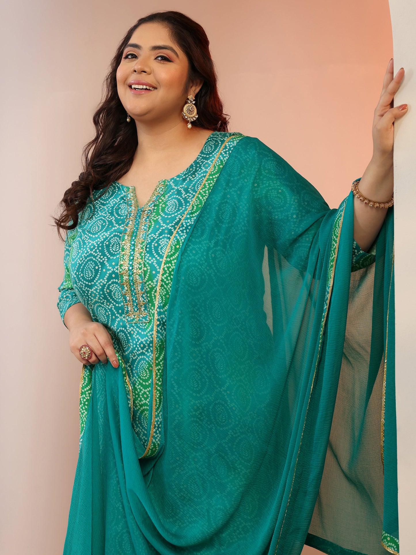 Plus Size Blue Printed Viscose Straight Suit Set With Dupatta