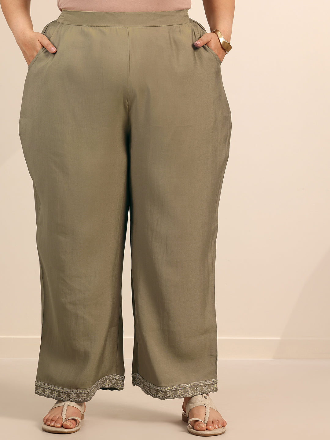 Plus Size Golden Solid Silk Blend Straight Suit Set With Dupatta