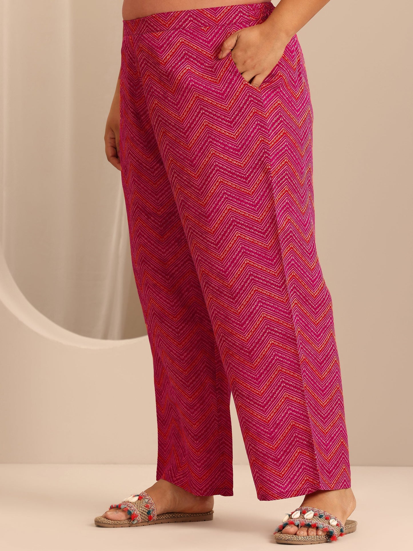 Plus Size Red Printed Silk Blend Straight Suit Set With Dupatta