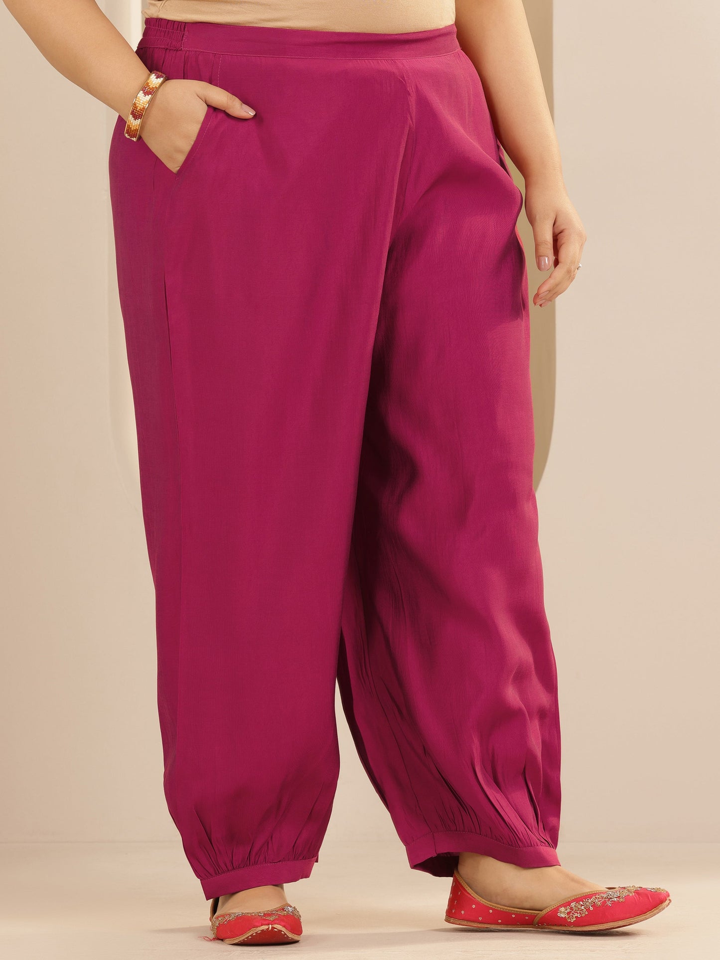 Plus Size Pink Printed Silk blend Straight Suit Set With Dupatta