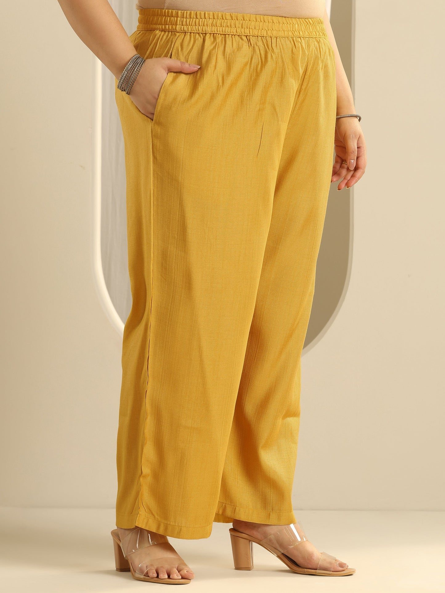 Plus Size Mustard Printed cotton blend Straight Suit Set With Dupatta