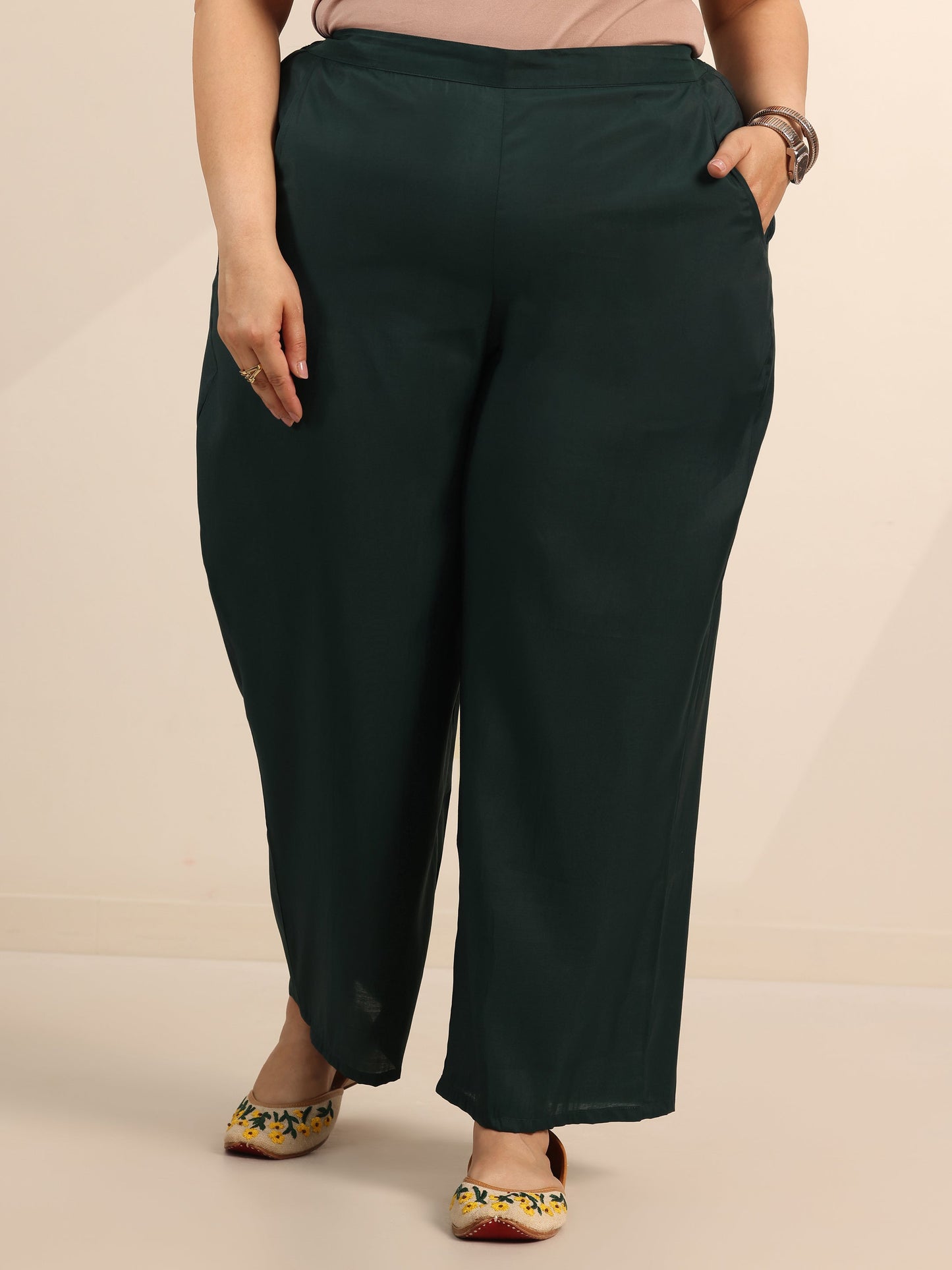 Plus Size Teal Yoke Design Silk Blend Straight Suit Set With Dupatta