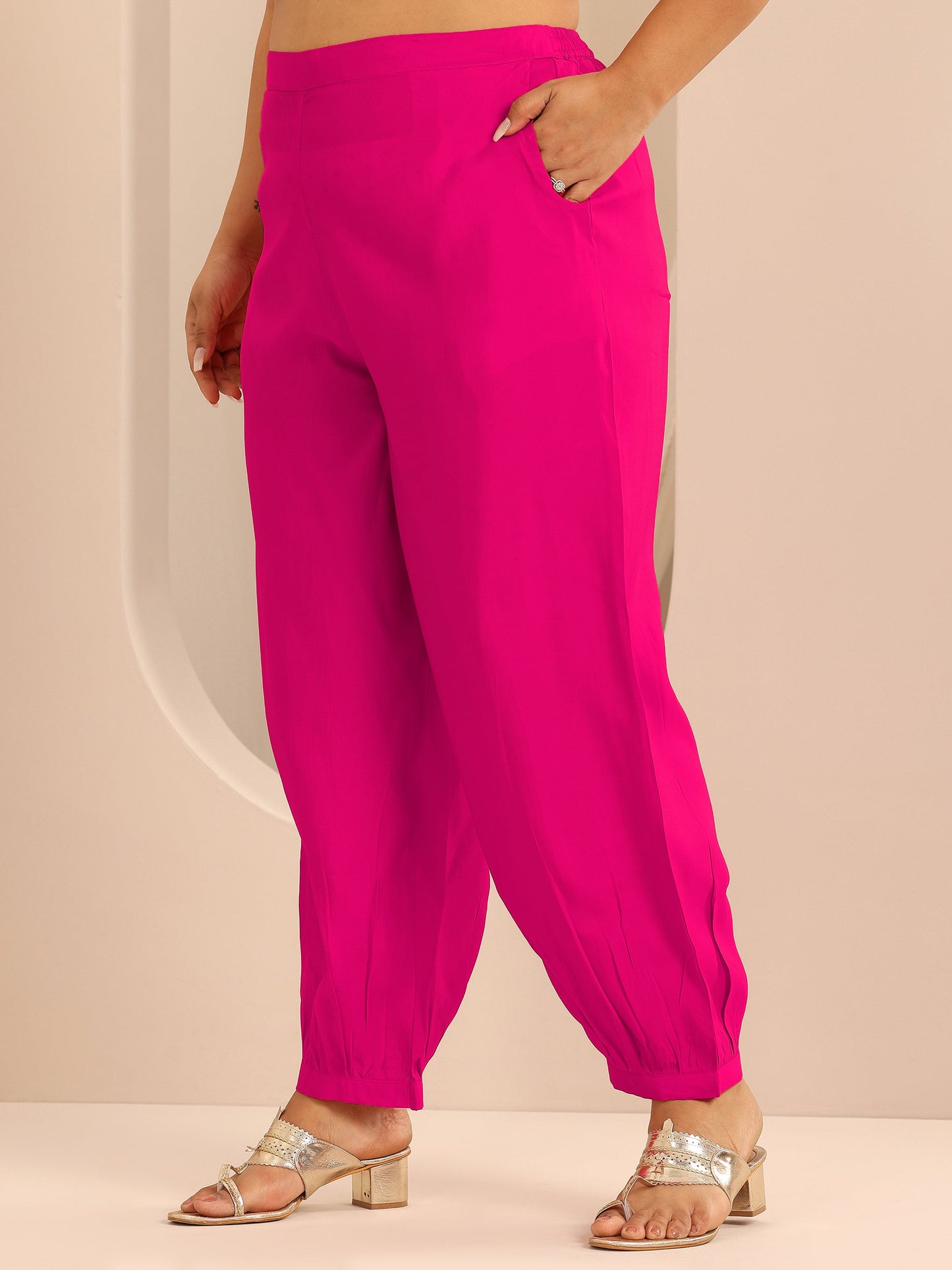 Plus Size Pink Embellished Silk Blend Straight Suit Set With Dupatta