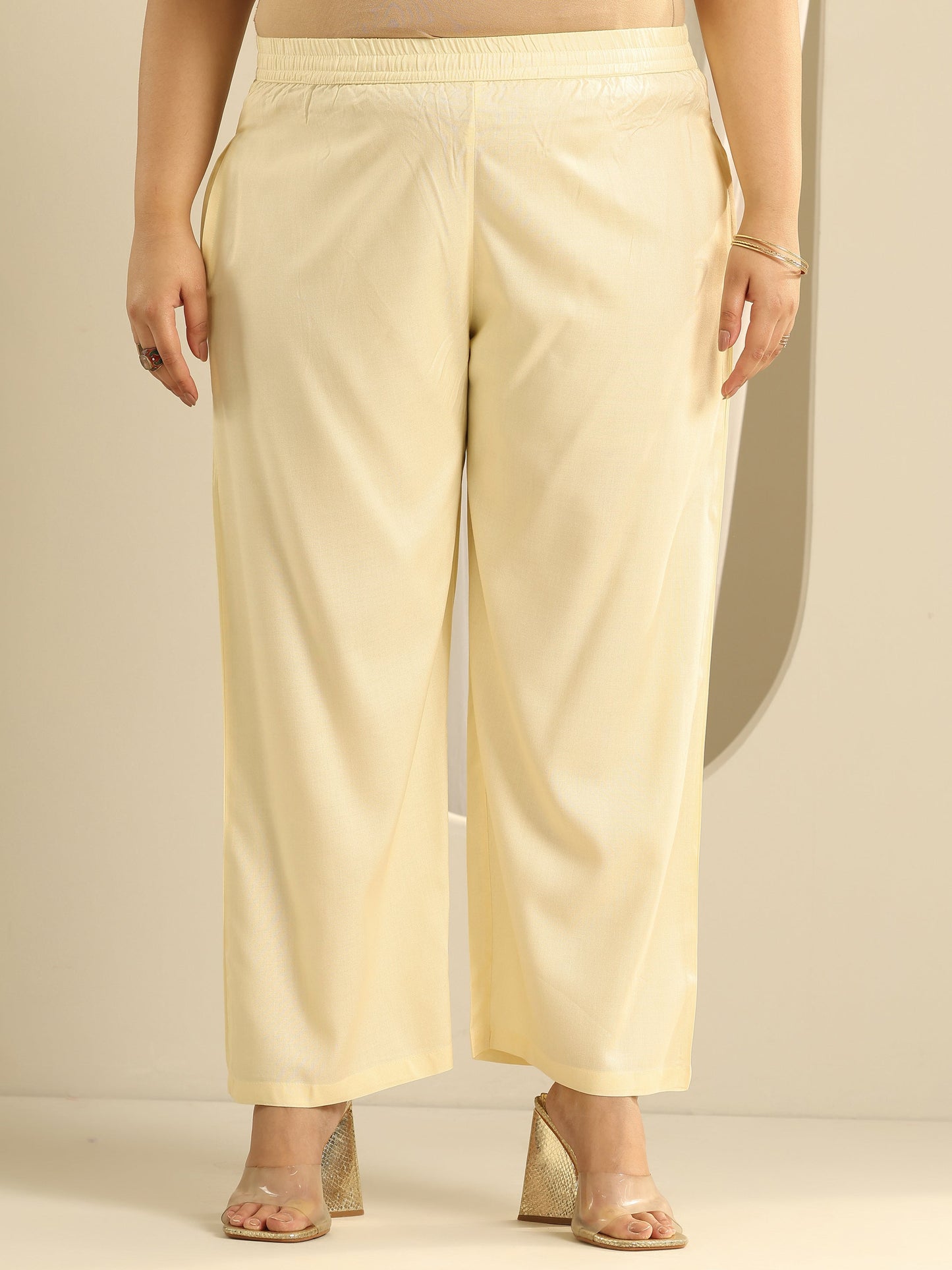 Plus Size Cream Woven Design Cotton Blend Straight Suit Set With Dupatta