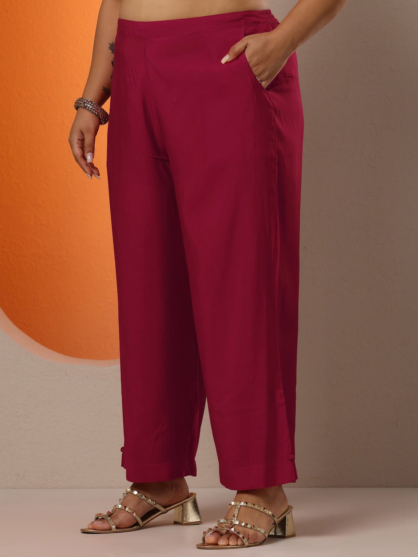 Plus Size Pink Printed Silk Blend Straight Suit Set With Dupatta