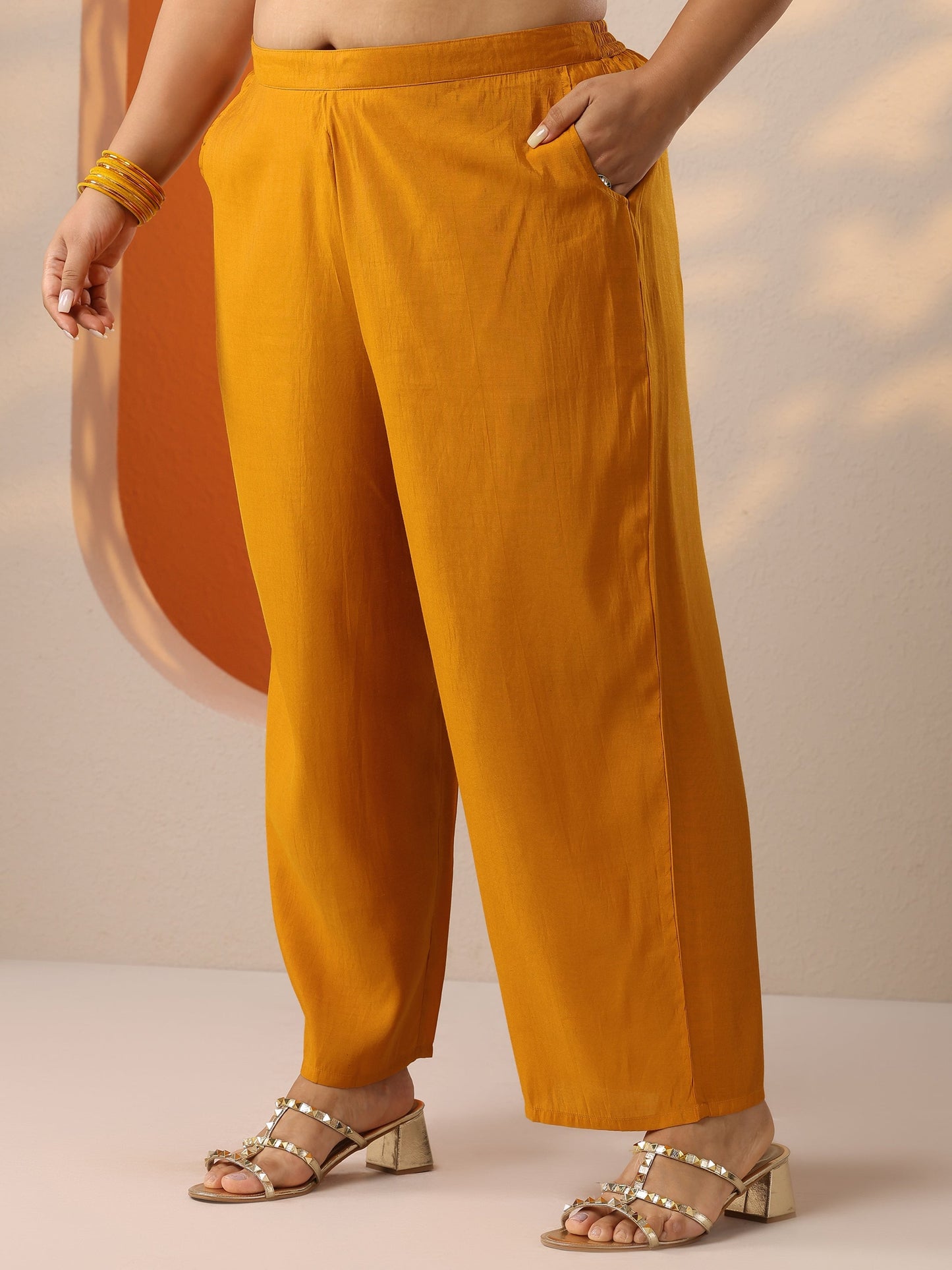 Plus Size Yellow Printed Silk Blend Straight Suit Set With Dupatta