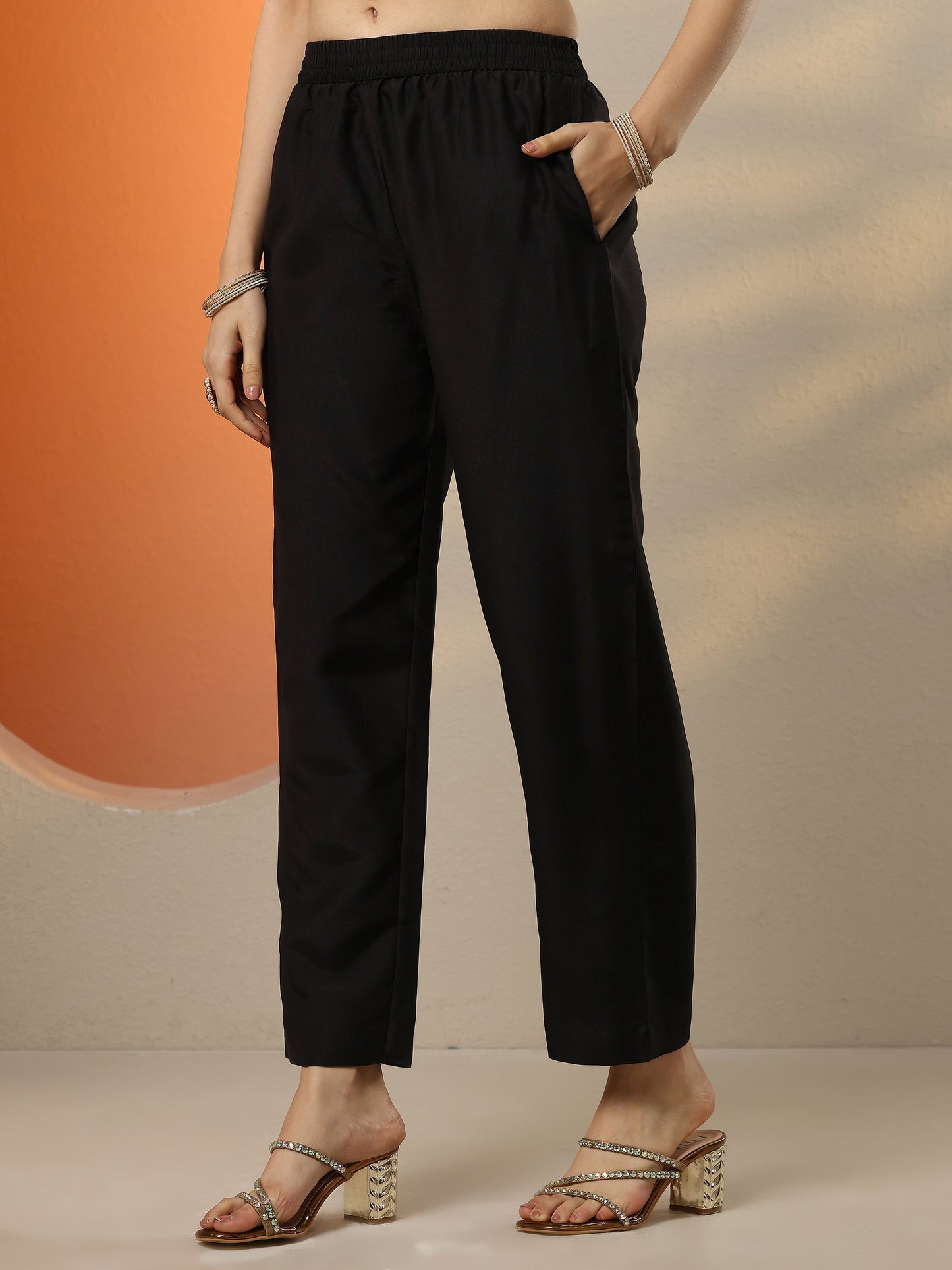 Libas Art Black Embroidered Silk Blend Anarkali Suit Set With Dupatta