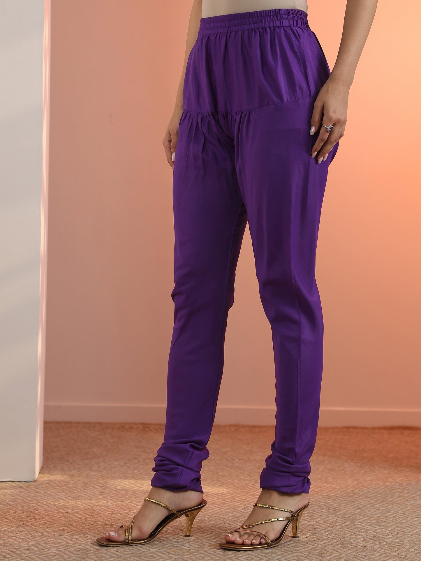 Purple Embellished Georgette Anarkali Suit Set With Dupatta