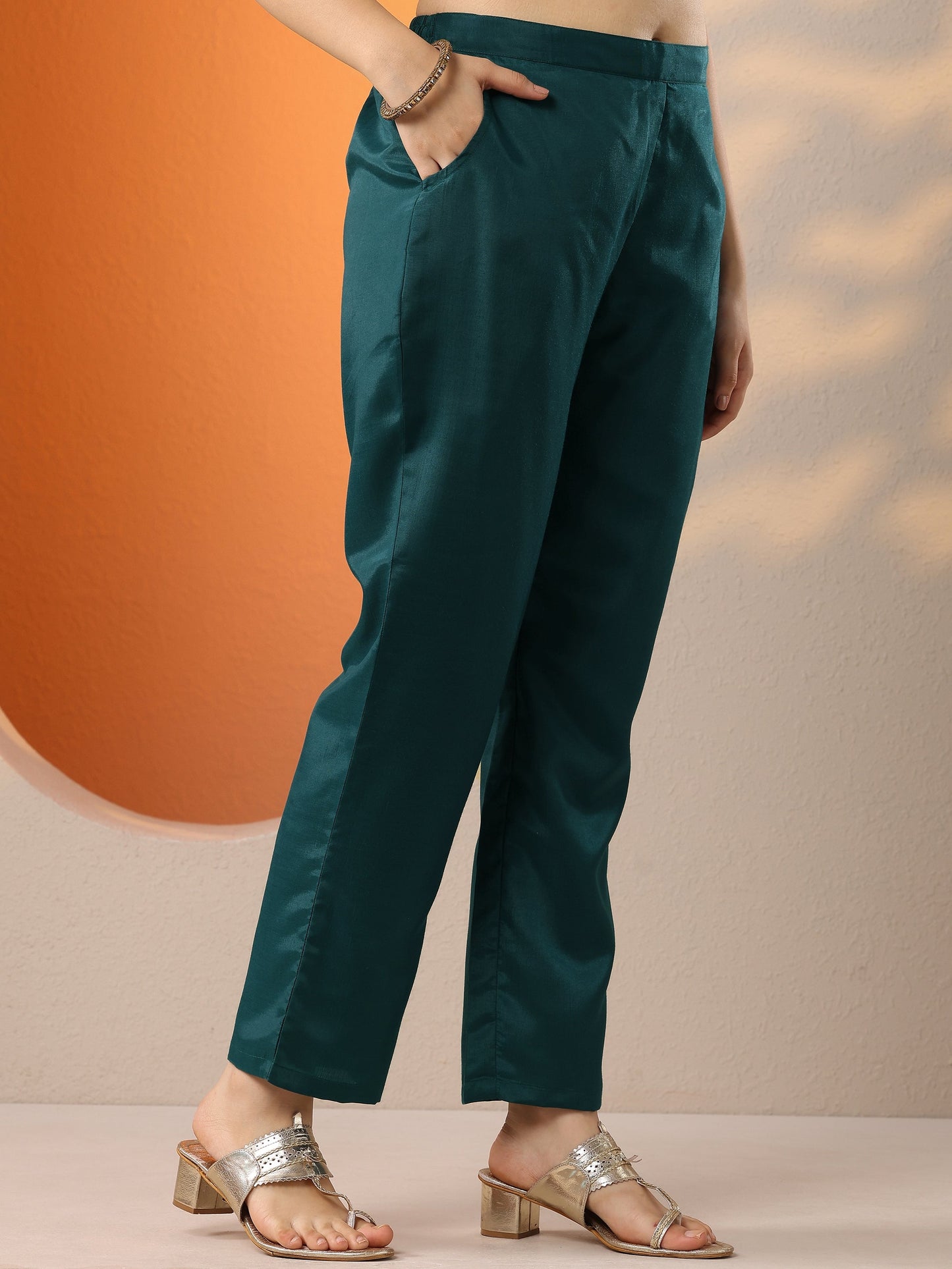 Teal Embroidered Organza Straight Suit Set With Dupatta