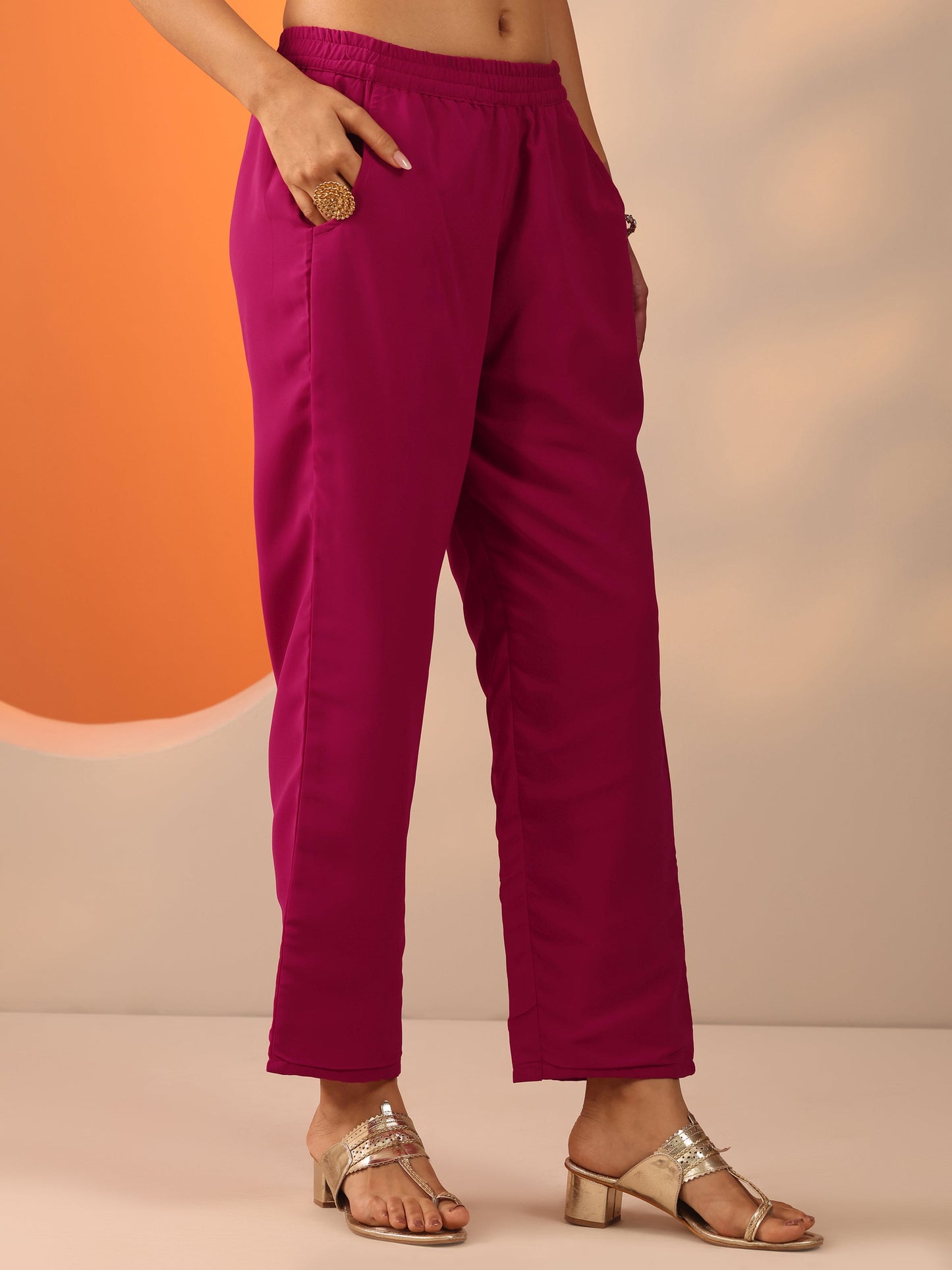 Pink Embellished Georgette Straight Suit Set With Dupatta