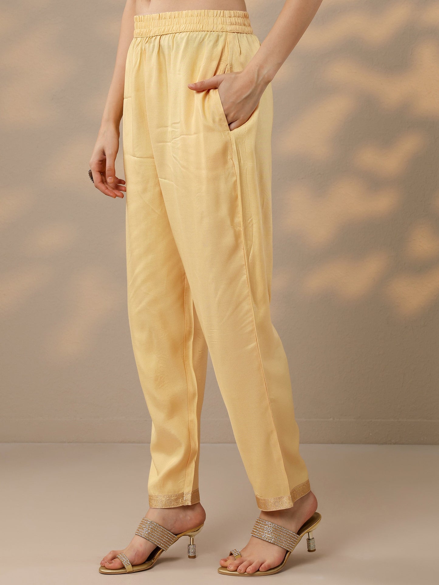 Yellow Printed Silk Blend Straight Suit Set With Dupatta