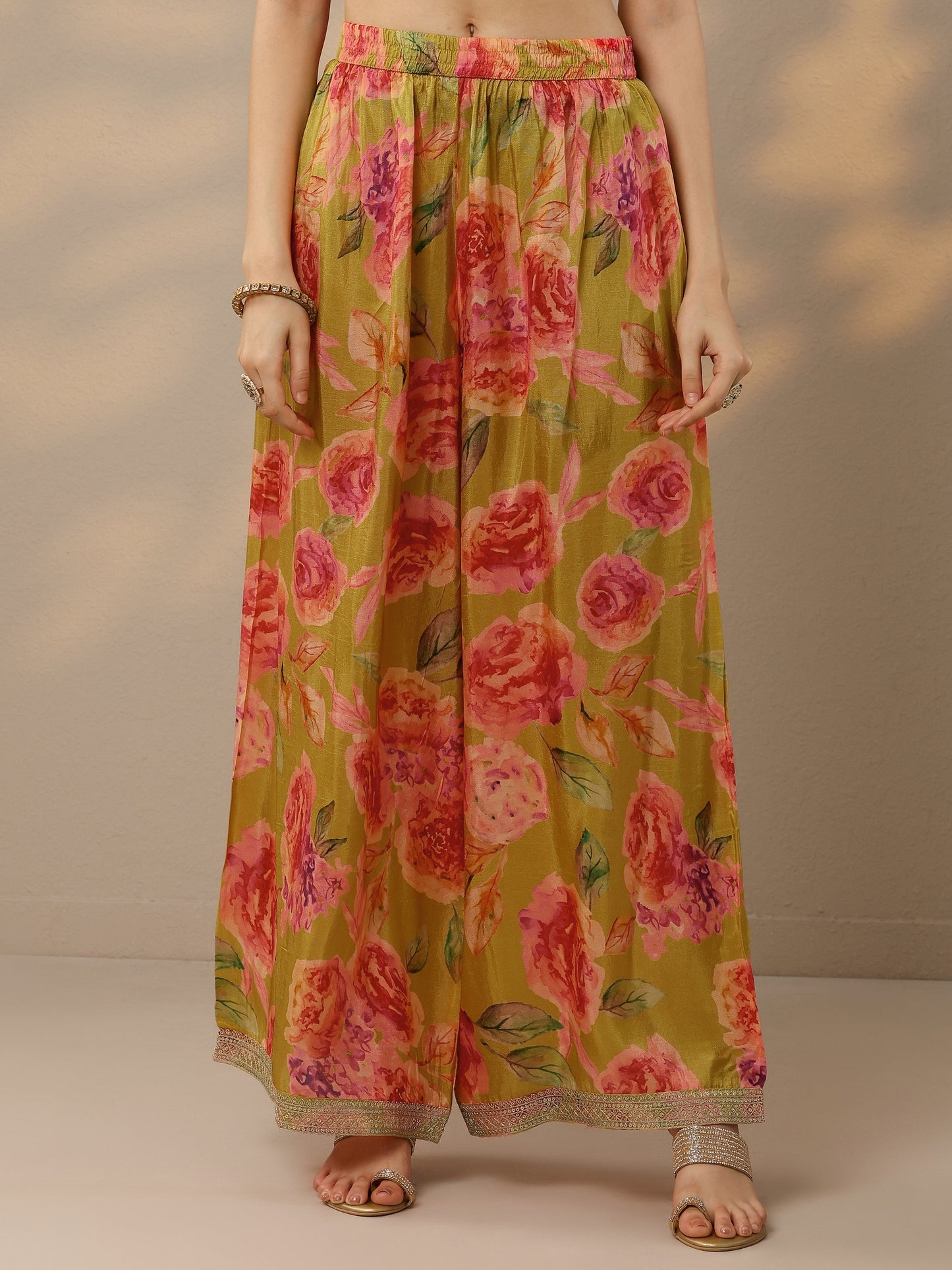 Mustard Printed Silk Blend Straight Suit Set With Dupatta