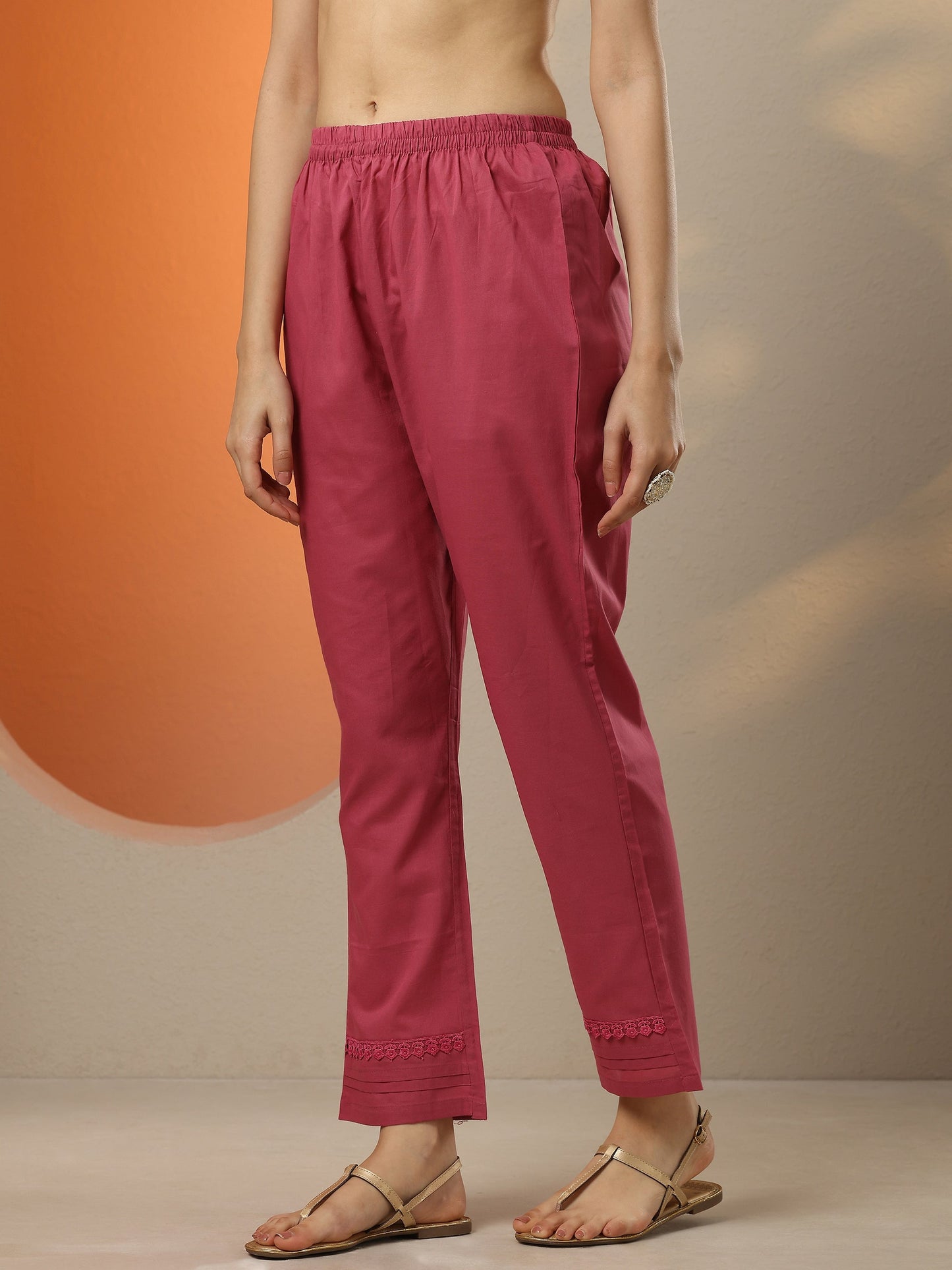 Pink Embroidered Cotton Straight Suit Set With Dupatta