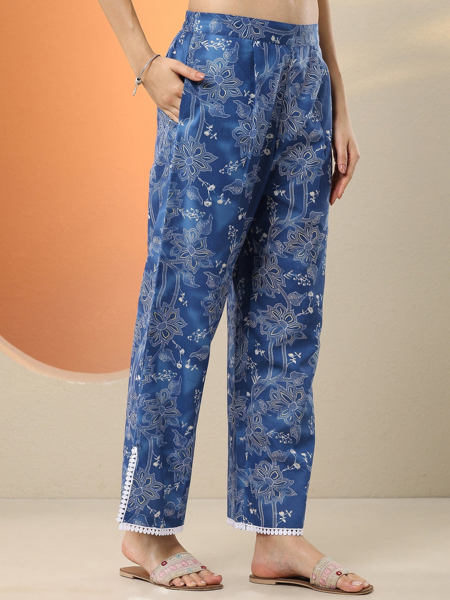 Blue Printed Cotton Blend Co-Ord Sets