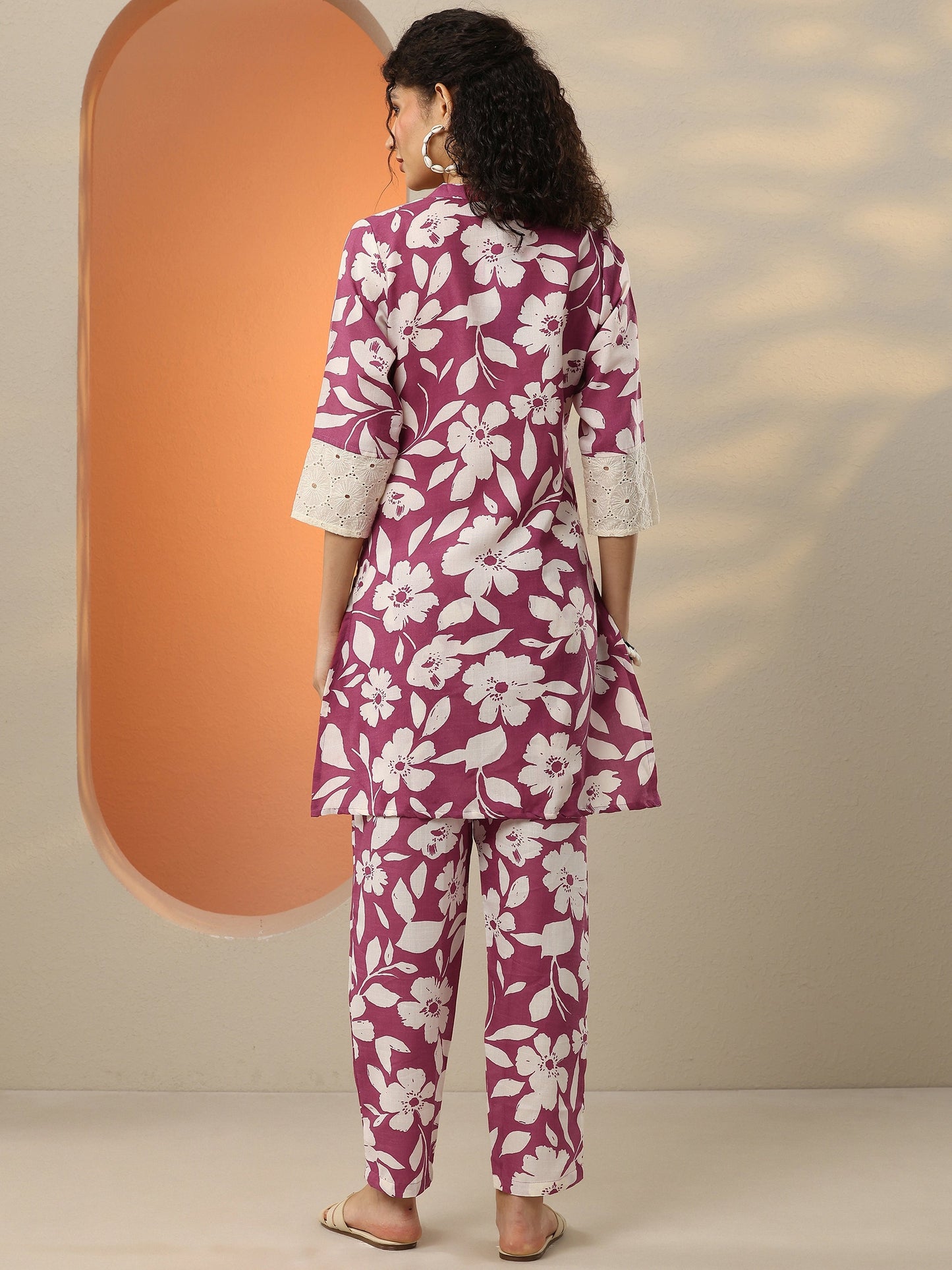 Magenta Printed Cotton Blend Co-Ord Sets