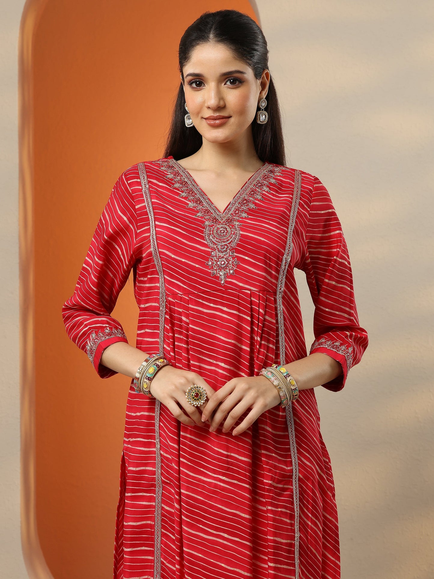 Pink Printed Silk blend Straight Suit Set With Dupatta