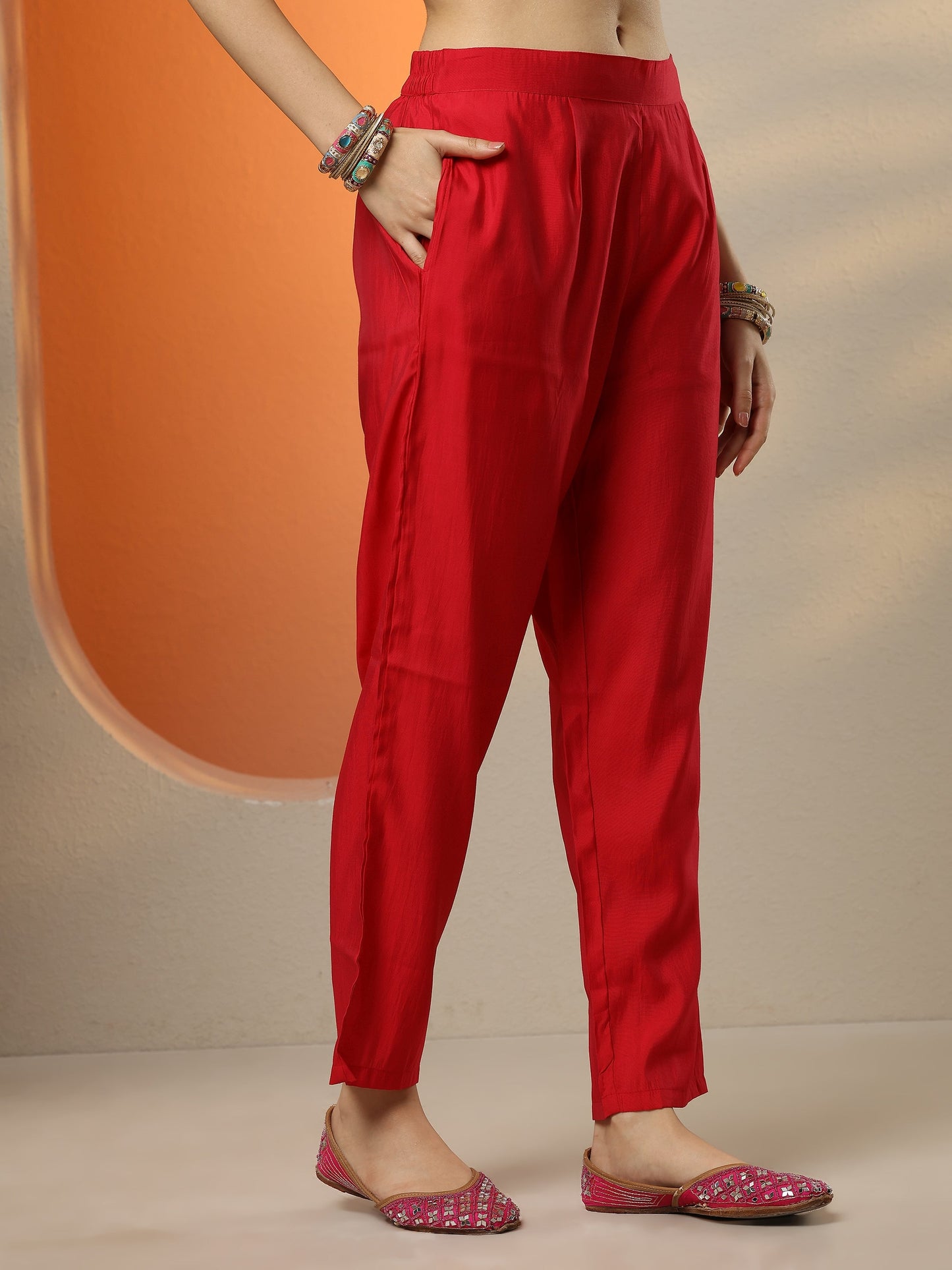 Pink Printed Silk blend Straight Suit Set With Dupatta