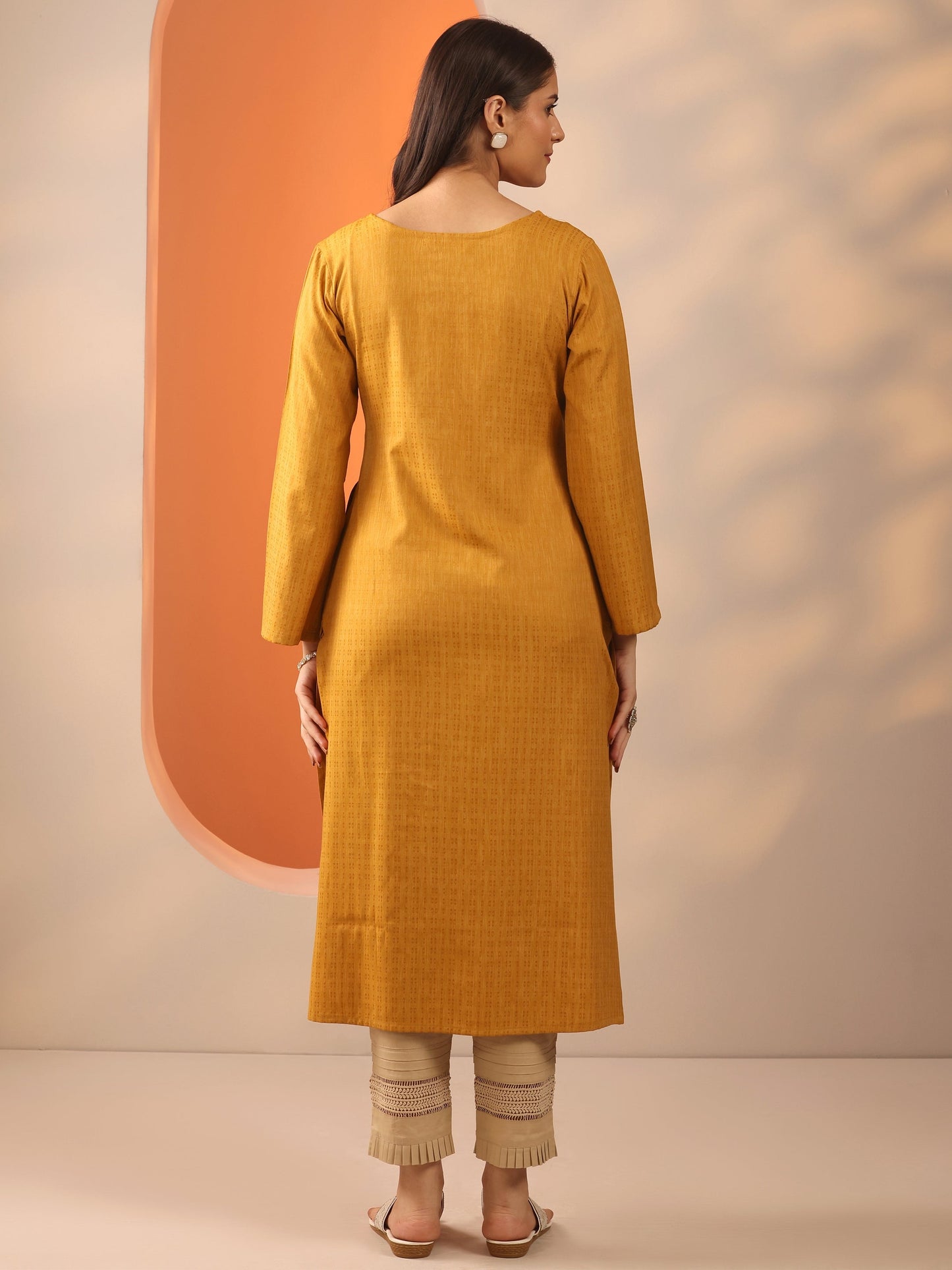 Mustard Solid Rayon Straight Kurta