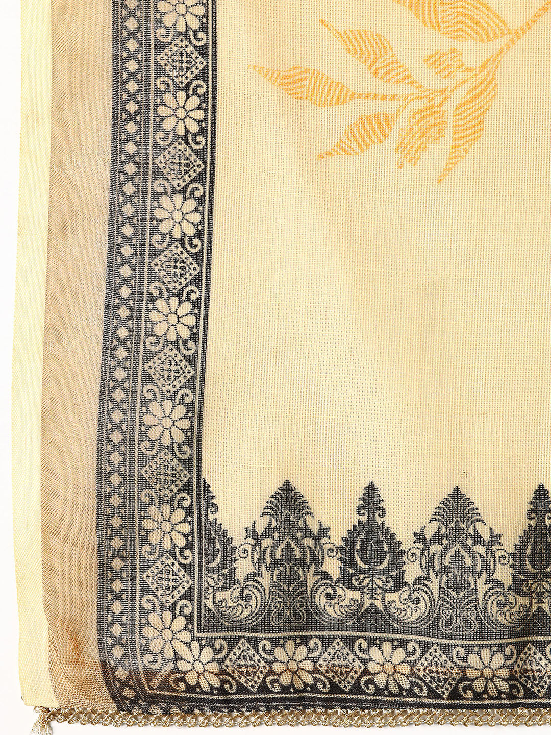 Beige Printed Cotton Blend Dress Material With Dupatta