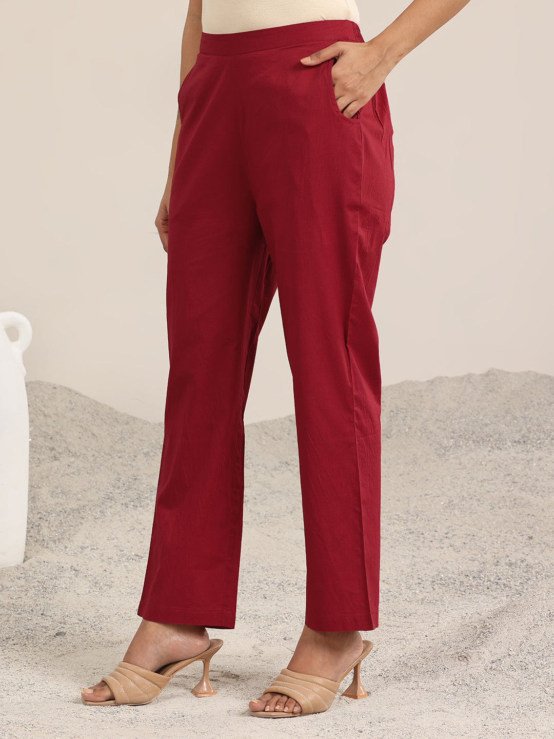 Maroon Printed Chiffon A-line Kurta Set