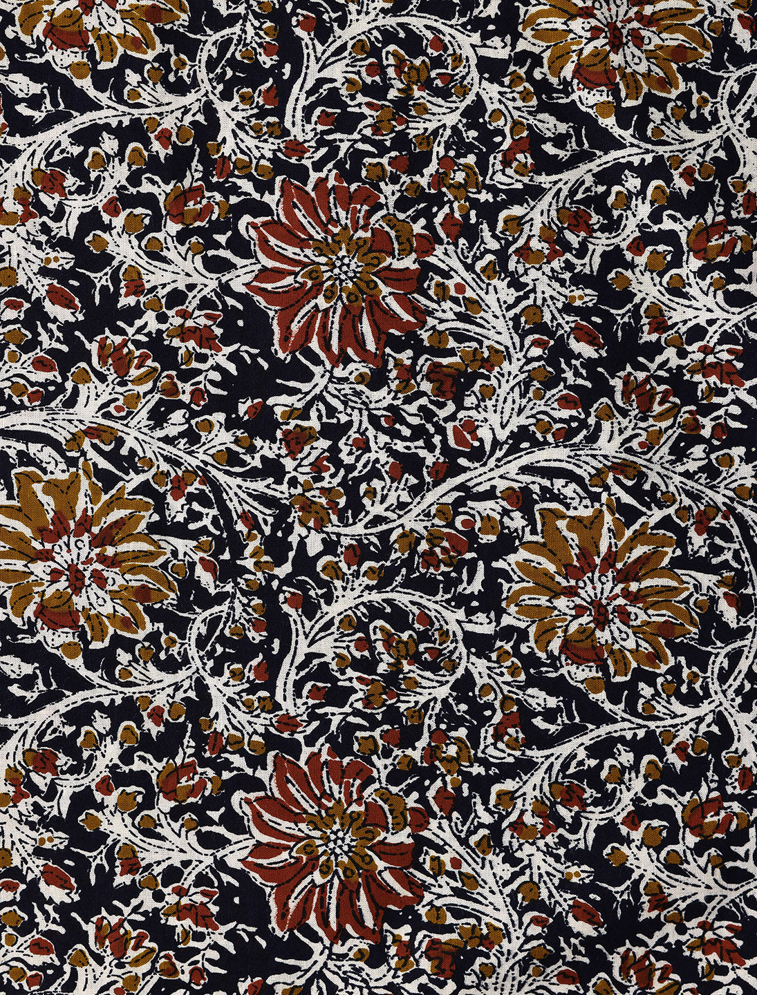 Navy Blue Printed Cotton Dress Material With Dupatta